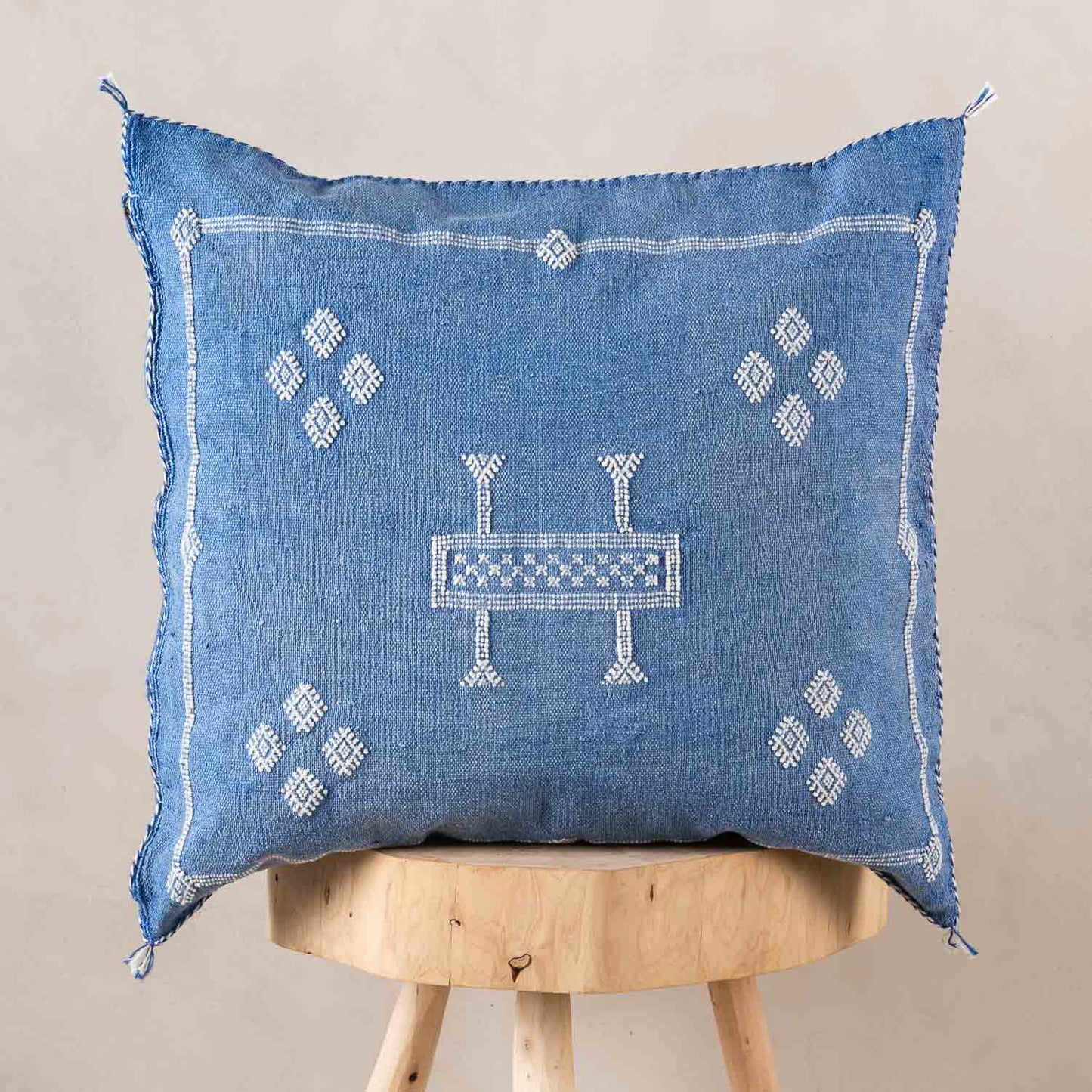 Agafay Souk Cactus Silk Pillow – Atlas Blue