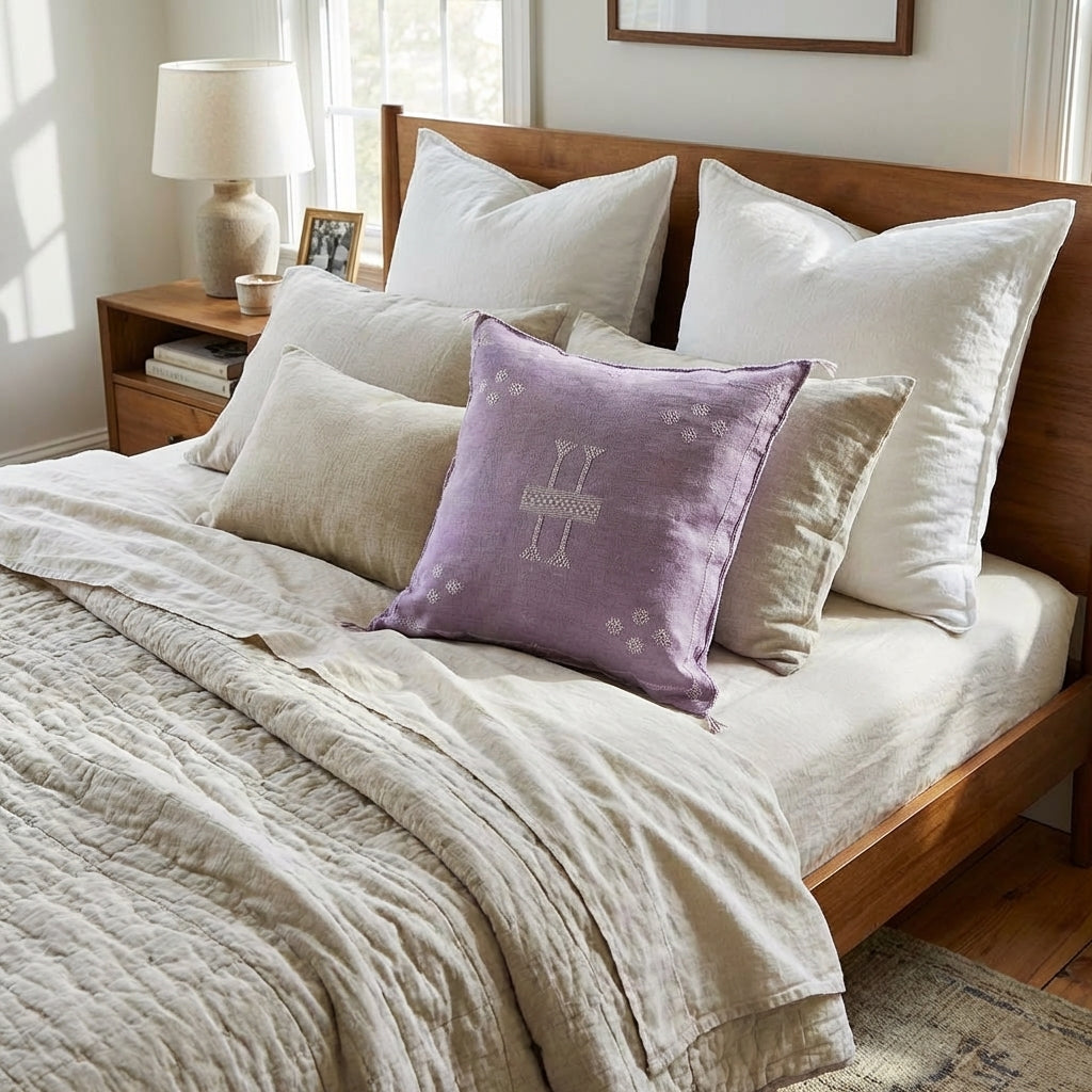 Agafay Souk Cactus Silk Pillow – Lavender Mist