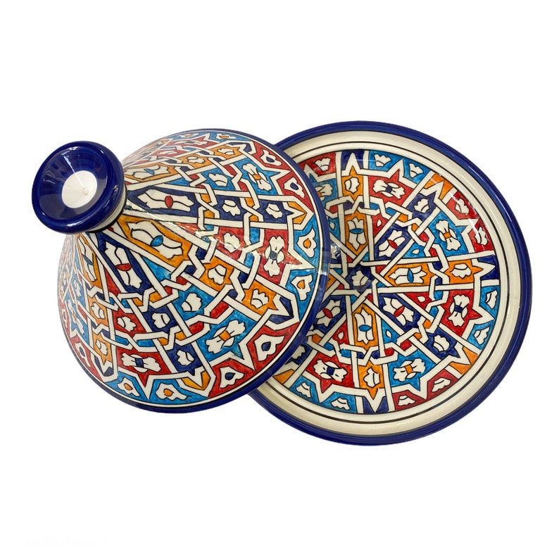 Open Moroccan Tagine with Kaleidoscope Pattern – Ceramic Cookware Interior