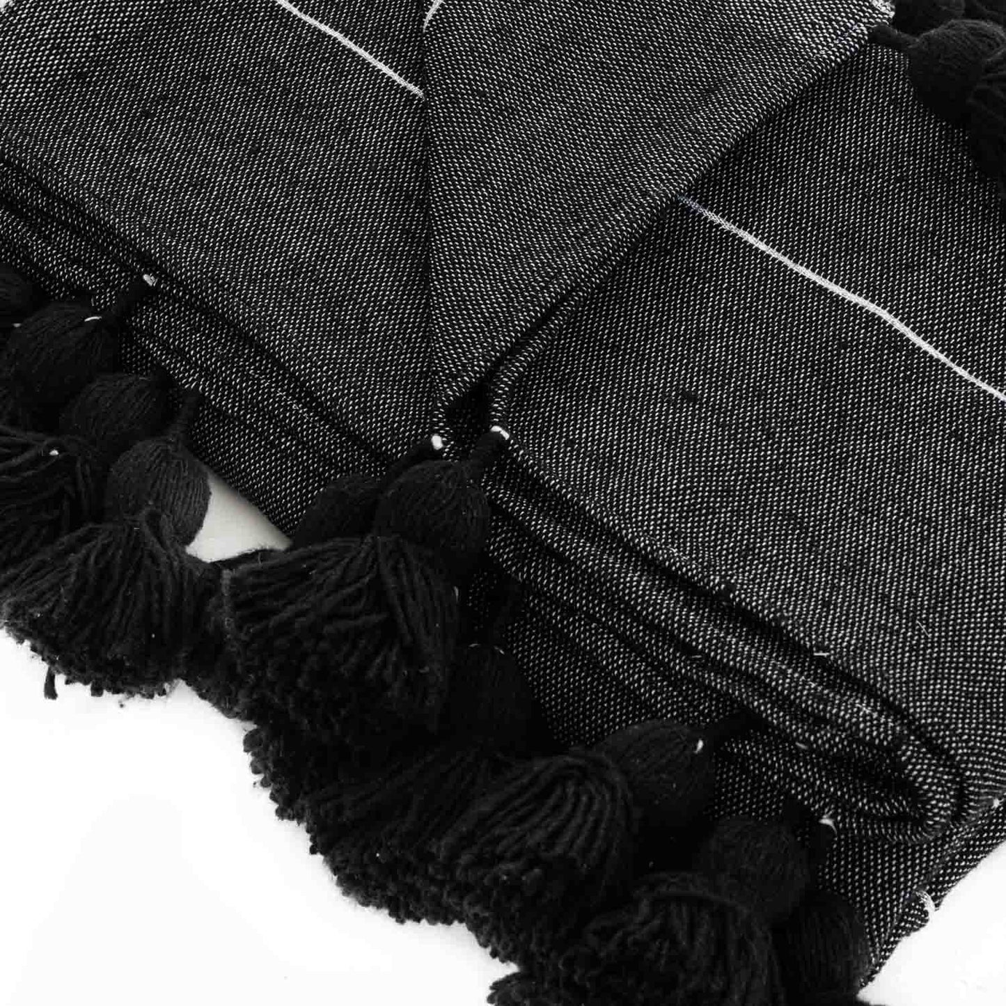 Agafay Souk Pom Pom Blanket Black