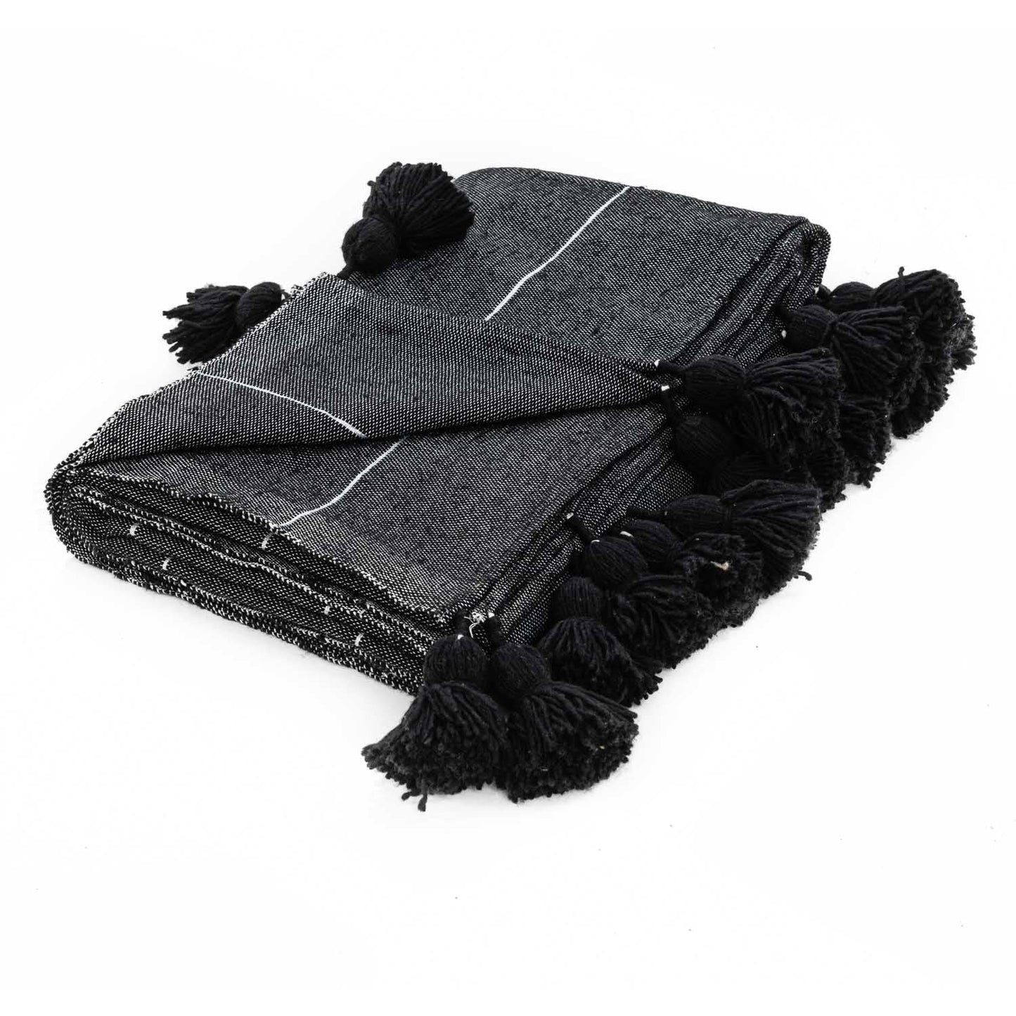 Agafay Souk Pom Pom Blanket Black