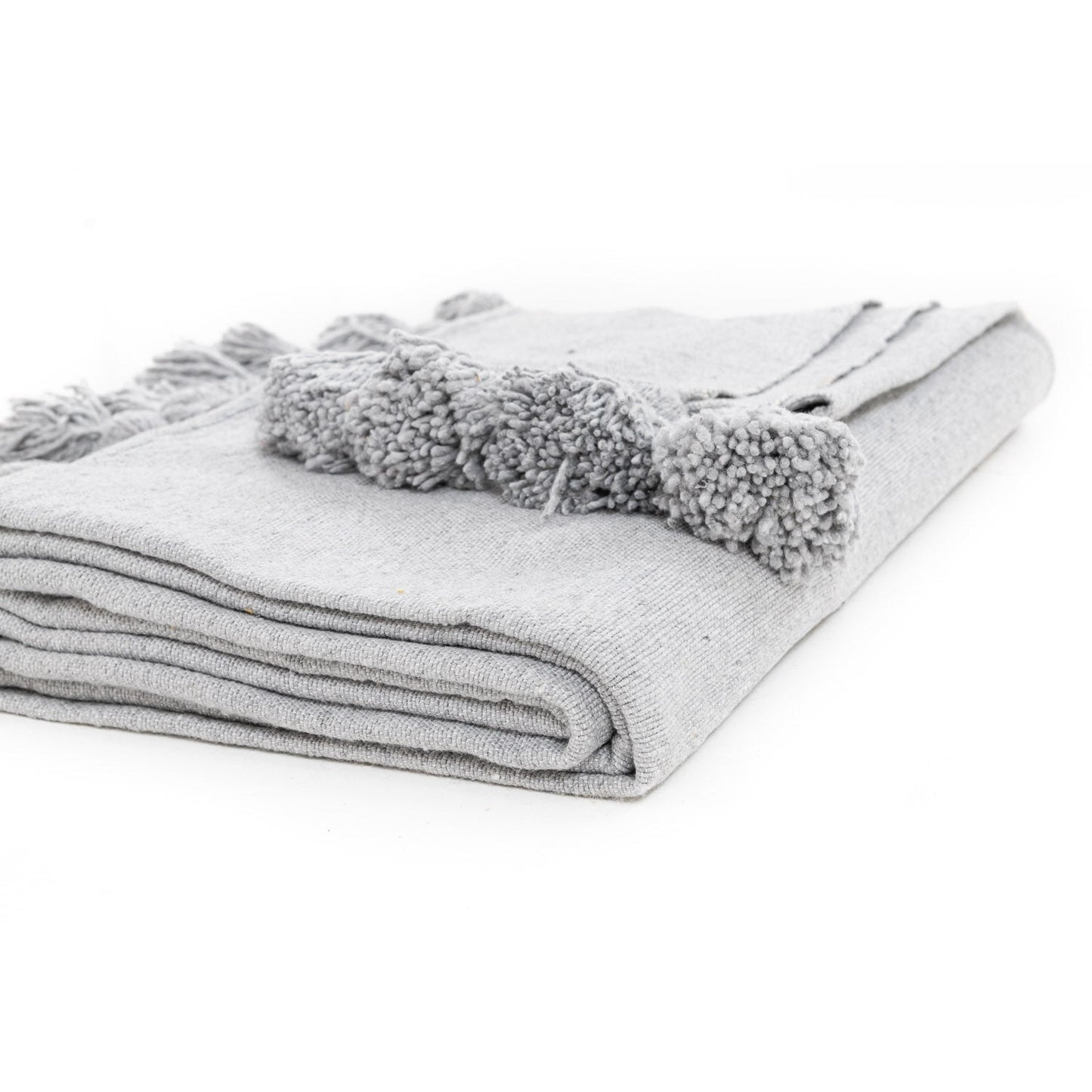 Agafay Souk Pom Pom Blanket Light Grey