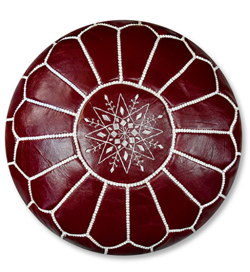 Sultan’s Rose Moroccan leather Ottoman Pouffe