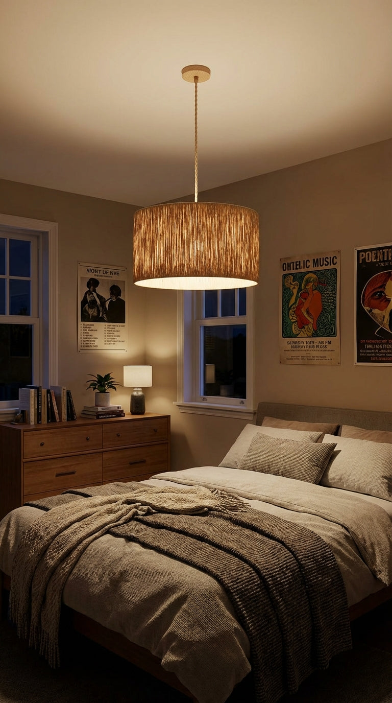 Agafay Souk Sunbeam Drum Raffia Pendant Light