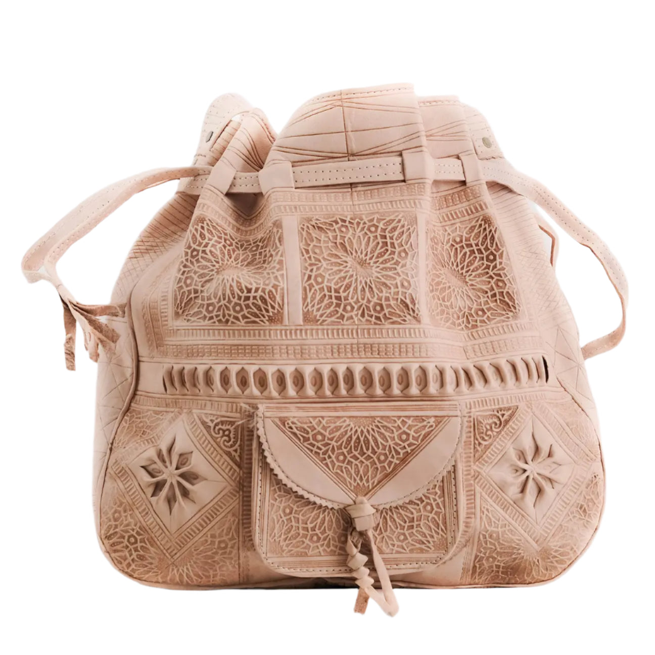 Agafay Souk Sundust Drawstring Leather Convertible Backpack