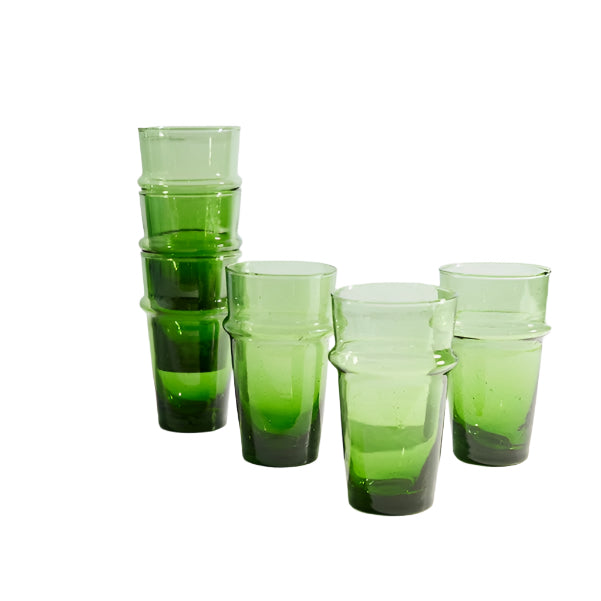 Agafay Souk Tea Glass Set – Moroccan Green (6 Pieces)