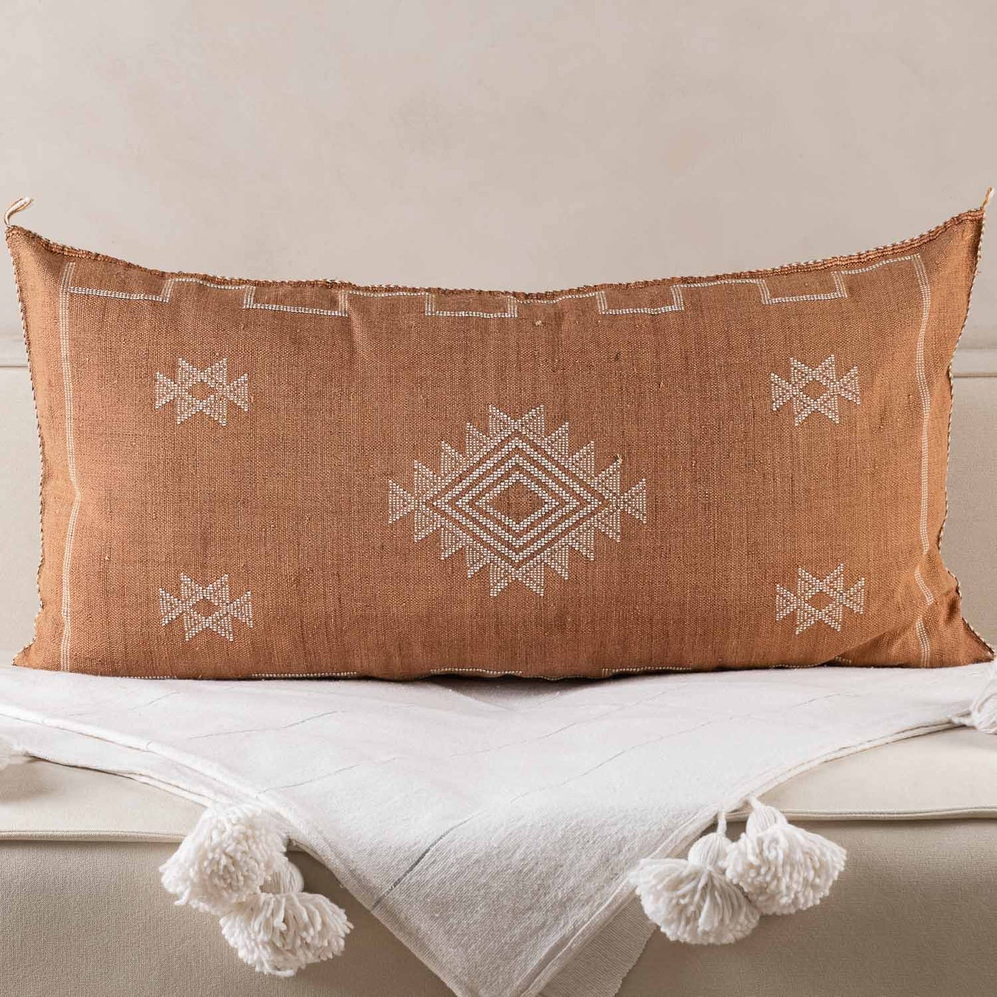 Agafay Souk Terracotta Cactus Silk Pillow