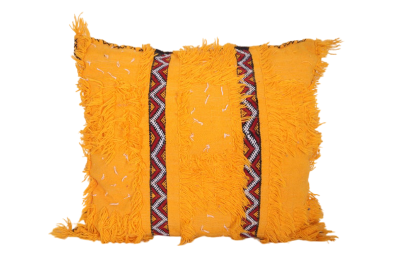 Yellow Moroccan Handira Pillow