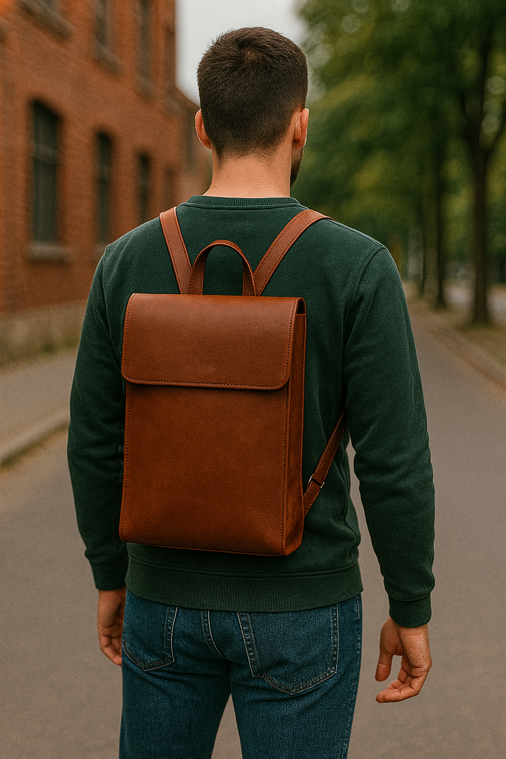 Agafay Souk Atlas Leather Rolltop Backpack