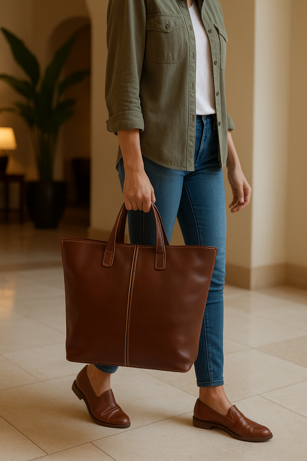 Agafay Souk Atlas Stitch Leather Shopper