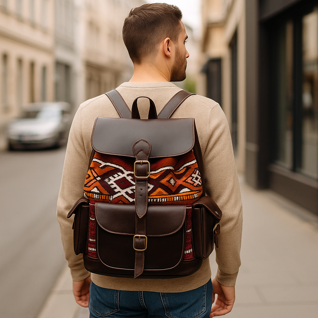 Agafay Souk Atlas Woven Leather Backpack