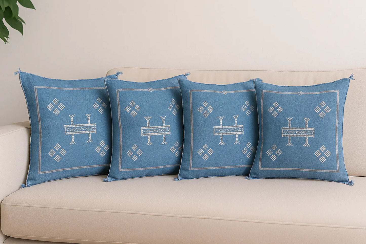 Agafay Souk Cactus Silk Pillow – Atlas Blue