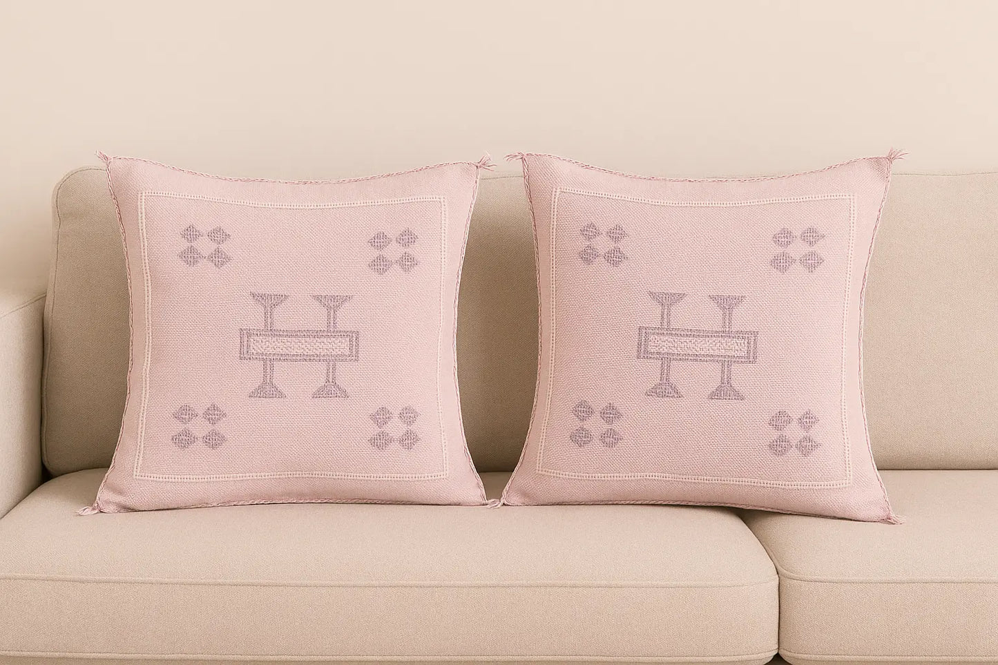 Agafay Souk Cactus Silk Pillow – Desert Rose