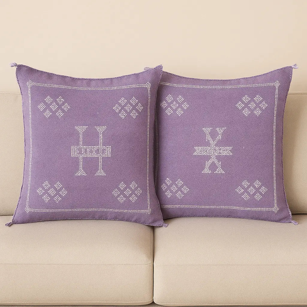 Agafay Souk Cactus Silk Pillow – Lavender Mist