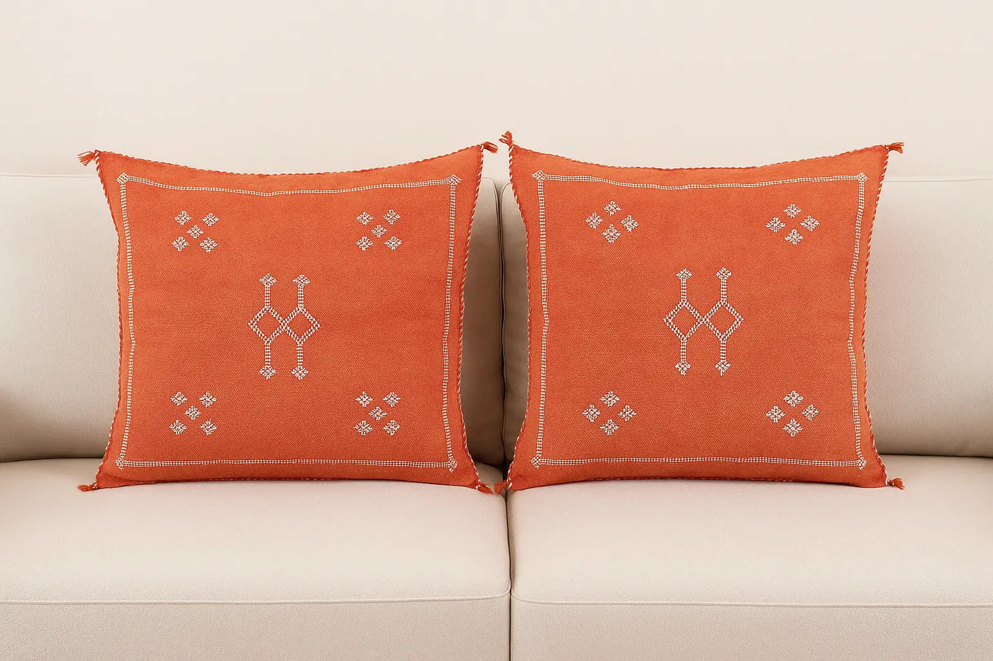 Agafay Souk Cactus Silk Pillow – Sunset Ochre