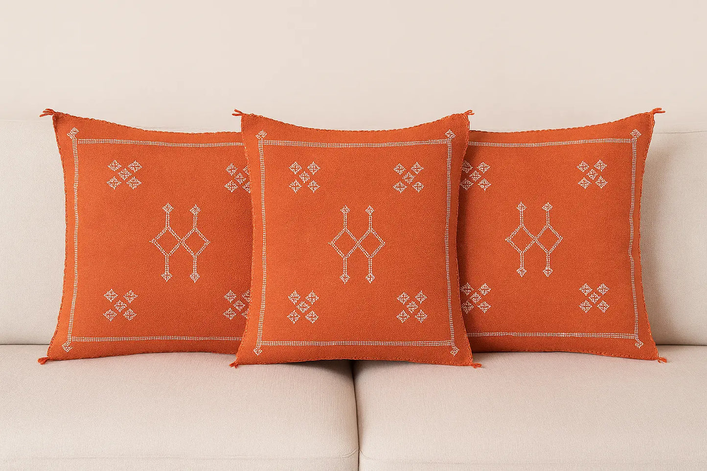 Agafay Souk Cactus Silk Pillow – Sunset Ochre