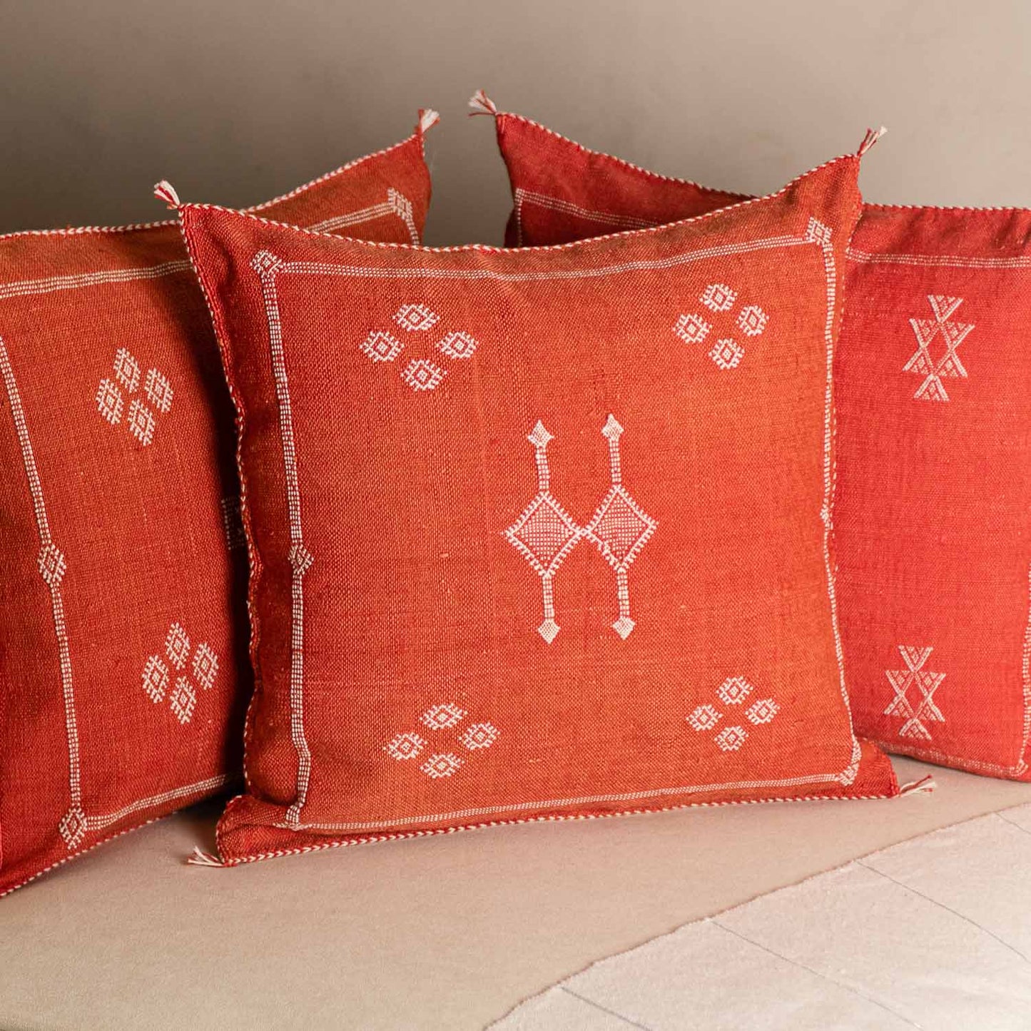 Agafay Souk Cactus Silk Pillow – Sunset Ochre