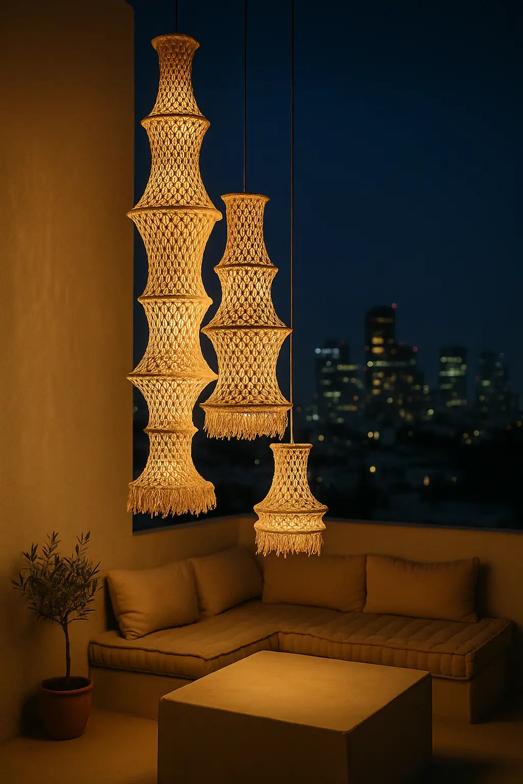 Agafay Souk Handwoven Light Totems ( set of 3 )