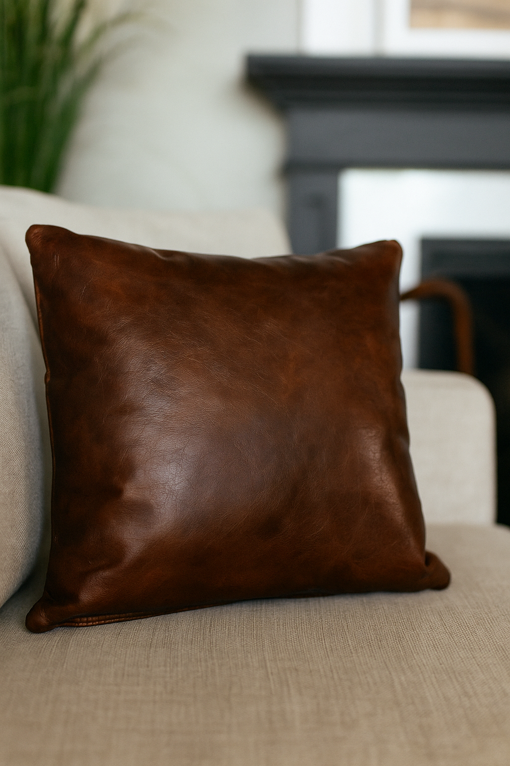 Agafay Souk Heritage Square Leather Pillow