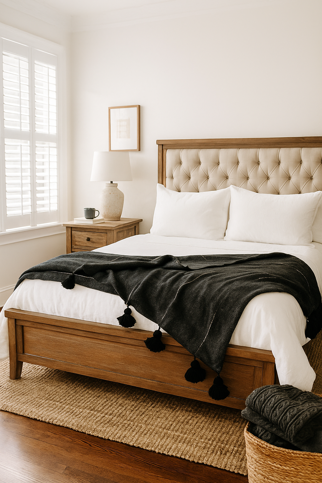 Agafay Souk Pom Pom Blanket Black