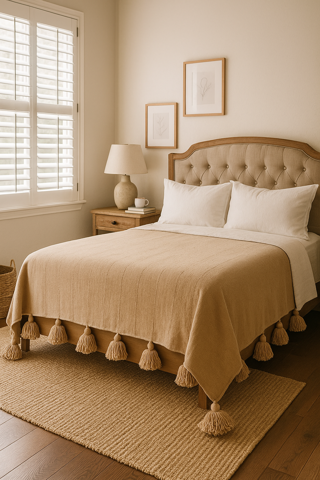 Agafay Souk Pom Pom Blanket Brown