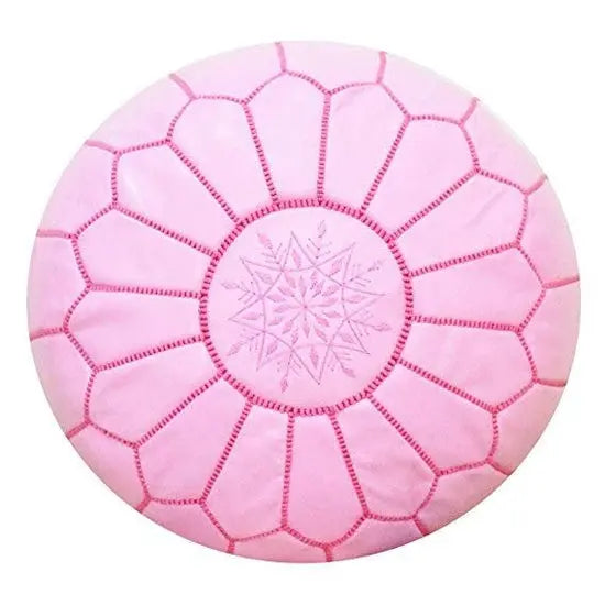 Pink Moroccan leather Ottoman Pouffe