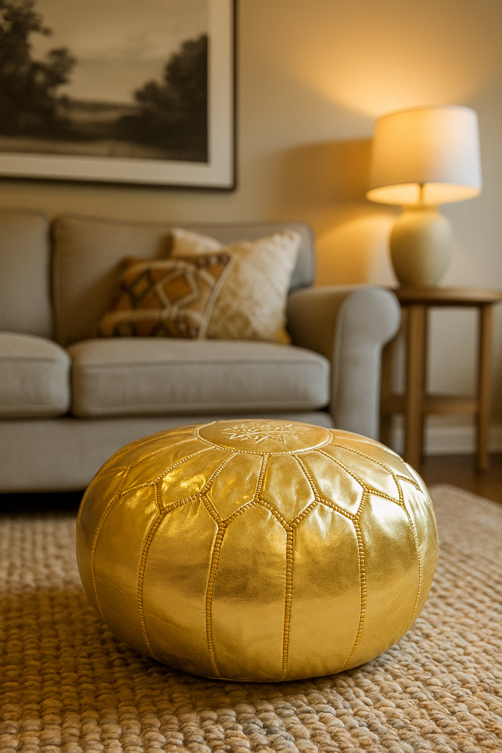 Berber Radiance Moroccan leather Ottoman Pouffe