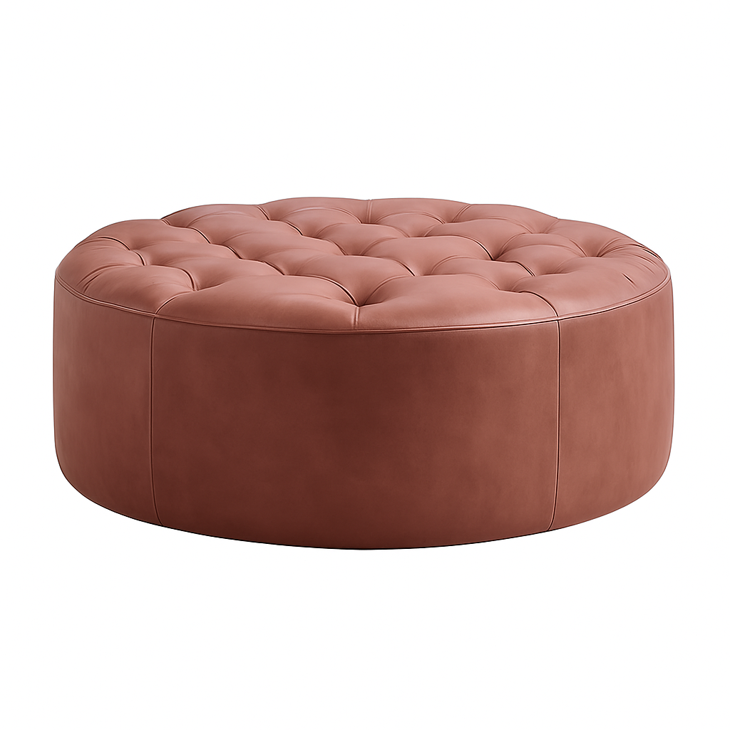 Blush Kasbah Round Moroccan Leather Ottoman