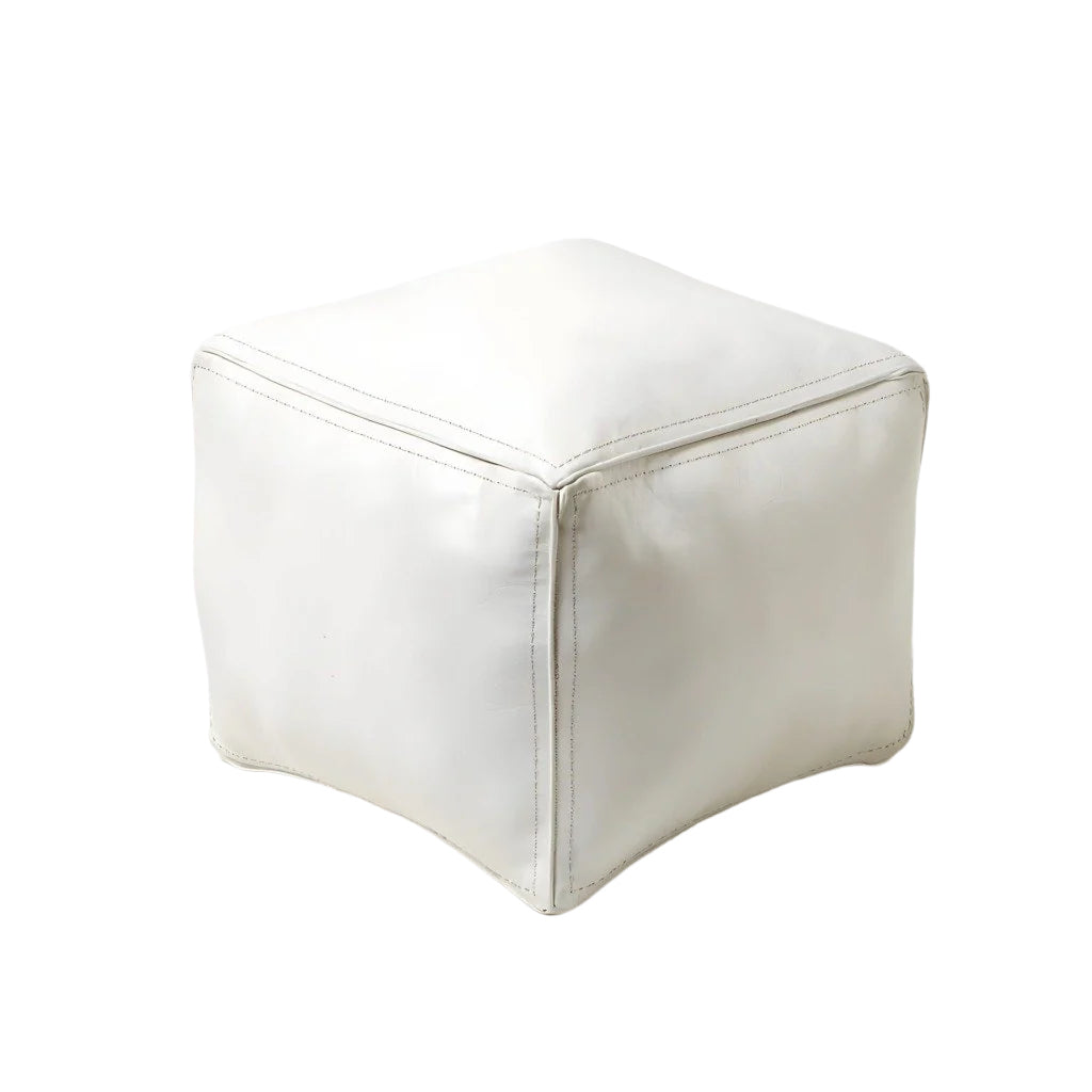 Casbah Cloud Square Moroccan Leather Ottoman