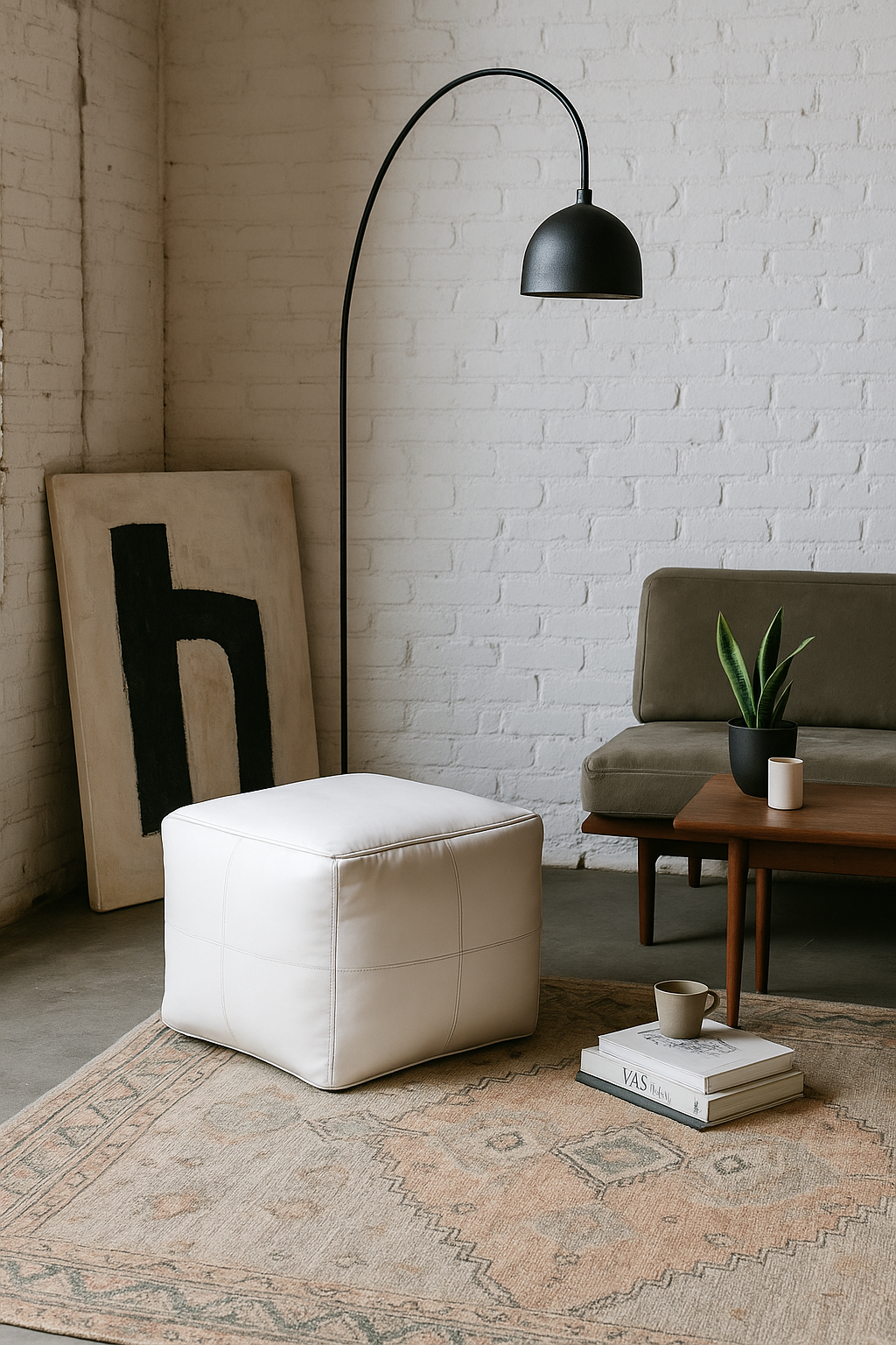 Casbah Cloud Square Moroccan Leather Ottoman