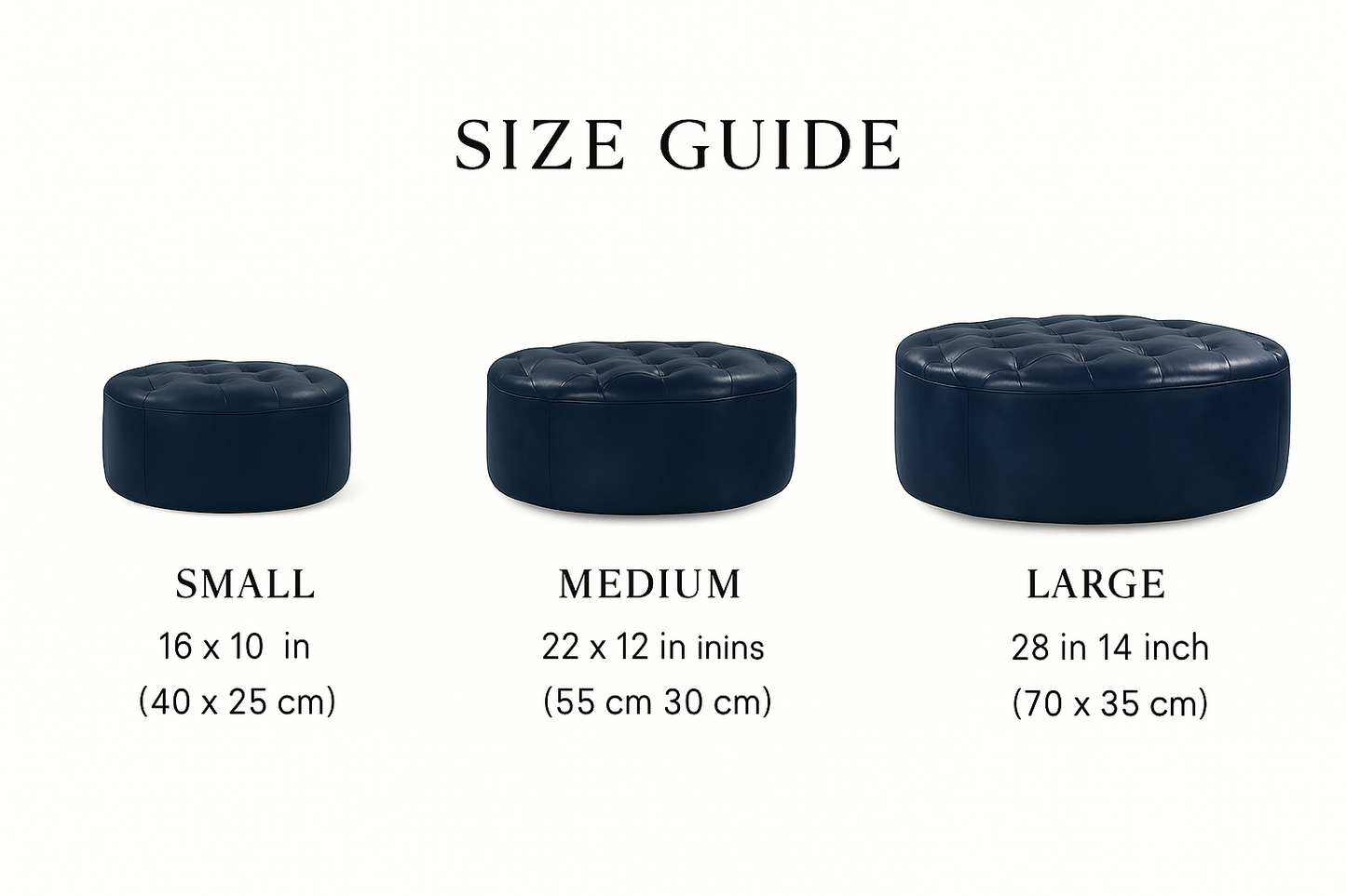 Navy Kasbah Round Moroccan Leather Ottoman