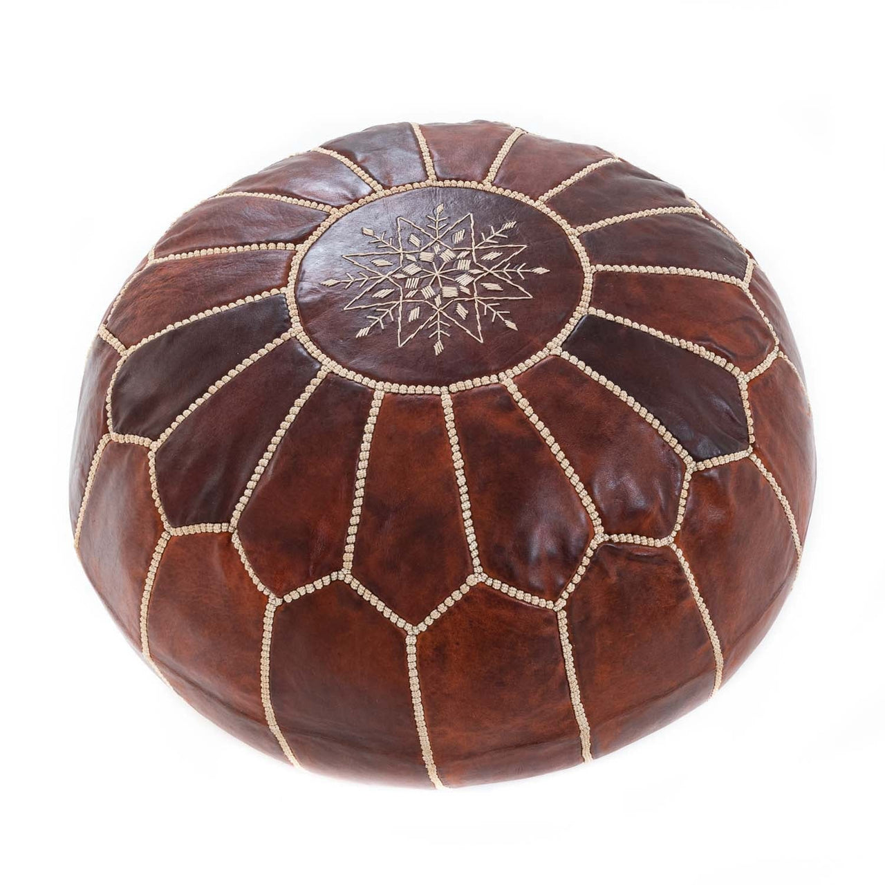 Chocolate Moroccan leather Ottoman Pouffe
