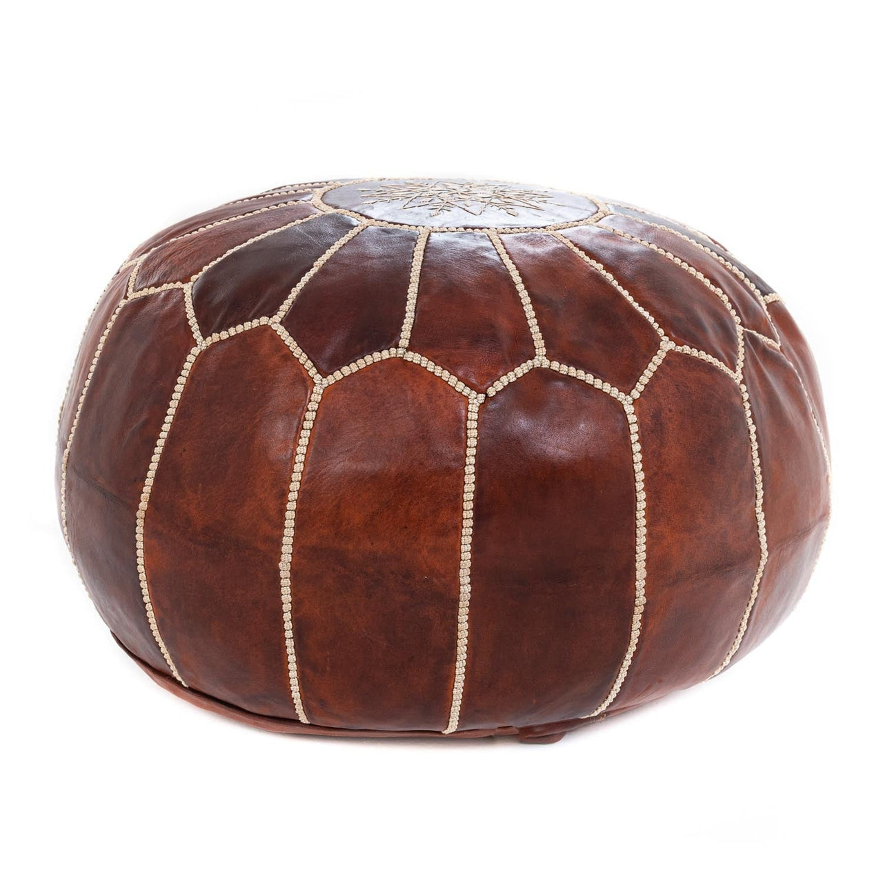 Chocolate Moroccan leather Ottoman Pouffe