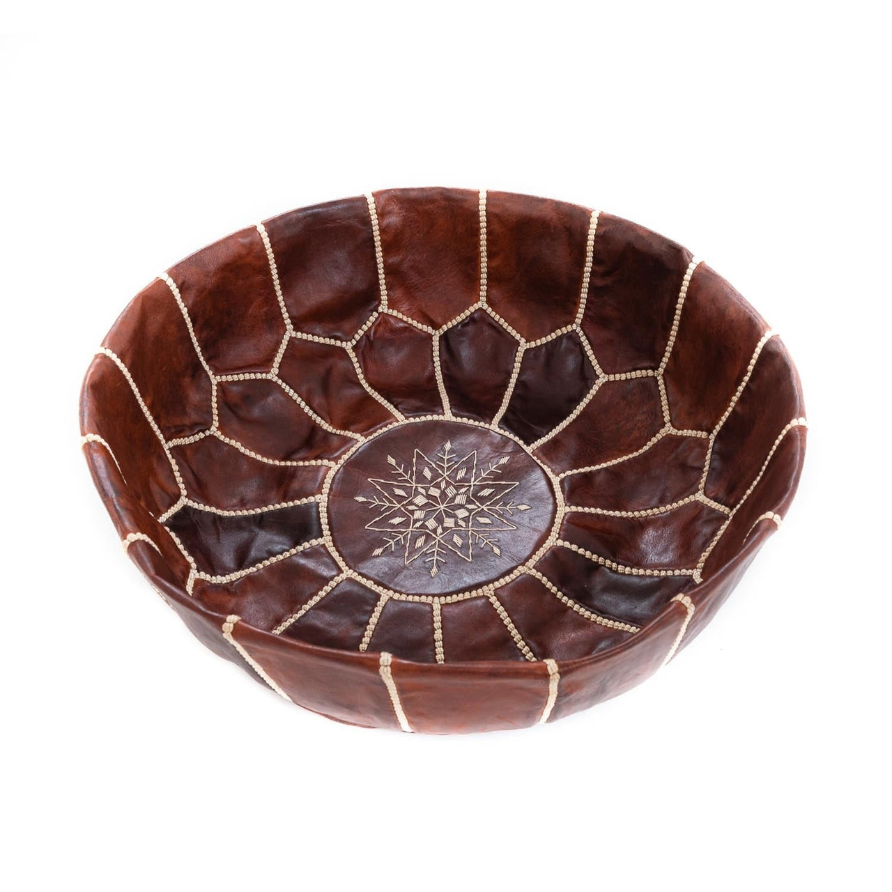 Chocolate Moroccan leather Ottoman Pouffe