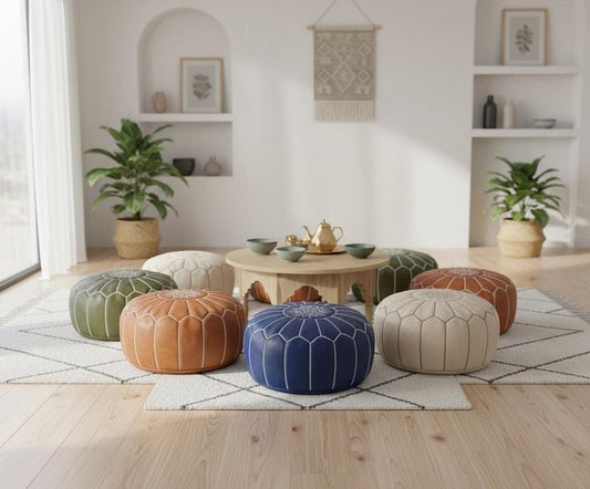 How Moroccan Leather Poufs Elevate Modern Spaces