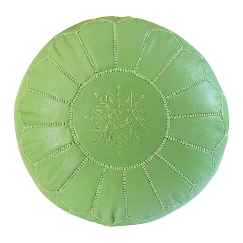 Casbah Verde Moroccan leather Ottoman Pouffe