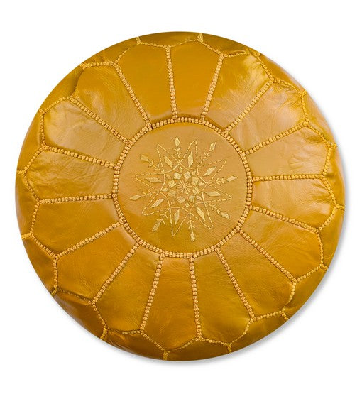 Desert Marigold Moroccan leather Ottoman Pouffe