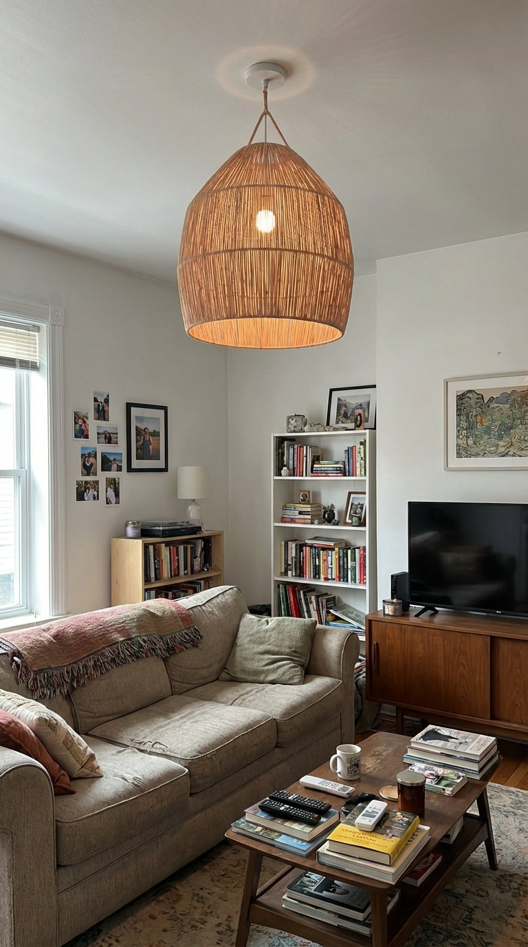 Agafay Souk Amber Bell Raffia Pendant Lamp