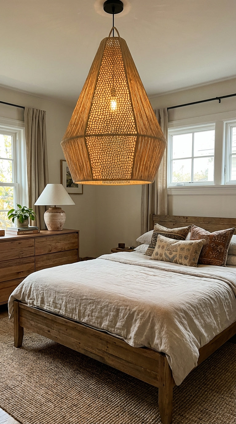 Agafay Souk Amber Prism Raffia Pendant Lamp