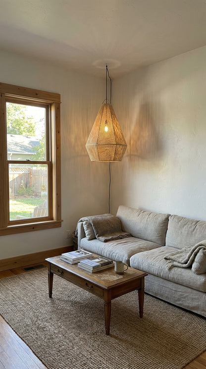 Agafay Souk Amber Prism Raffia Pendant Lamp