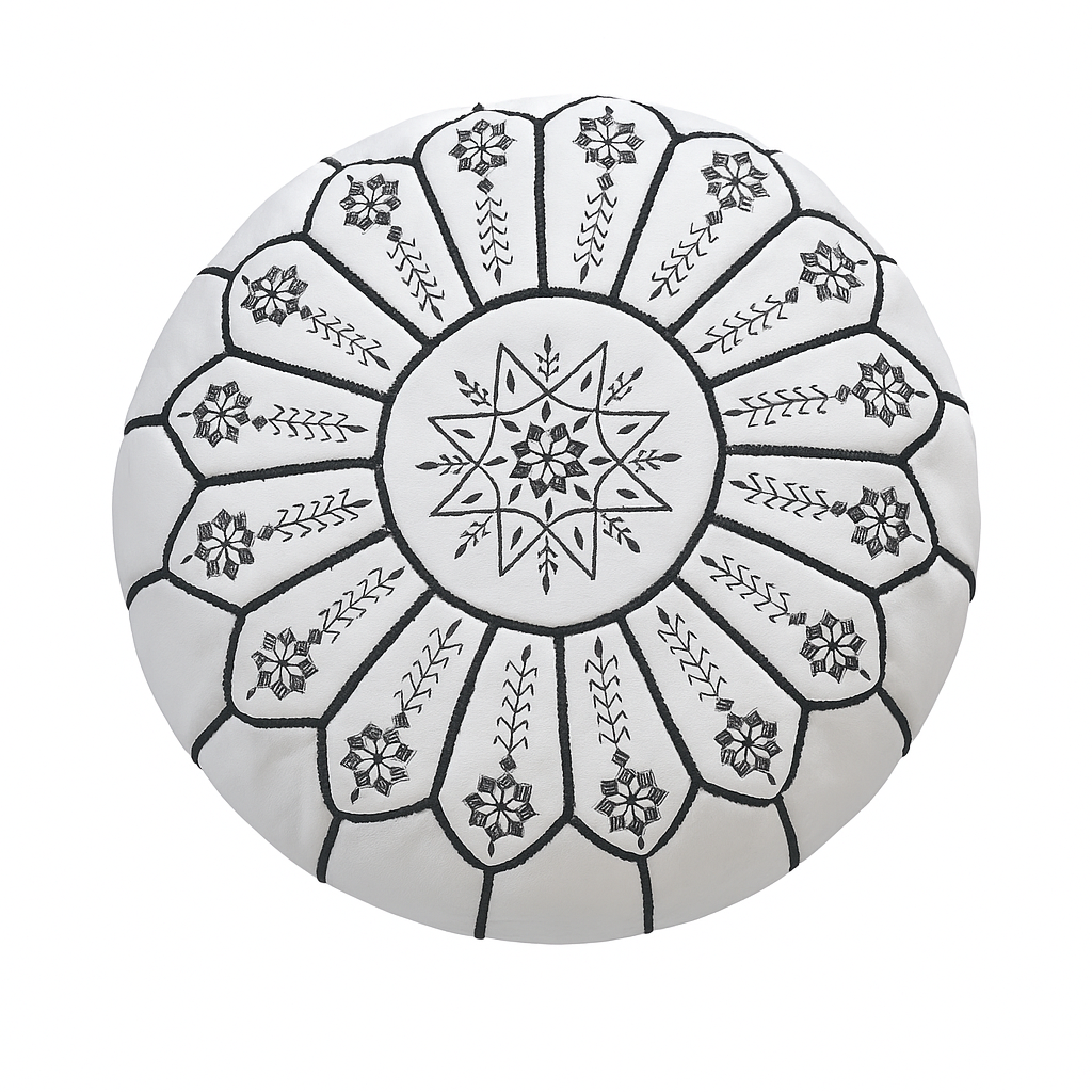 Andalus Night Moroccan leather Ottoman Pouffe