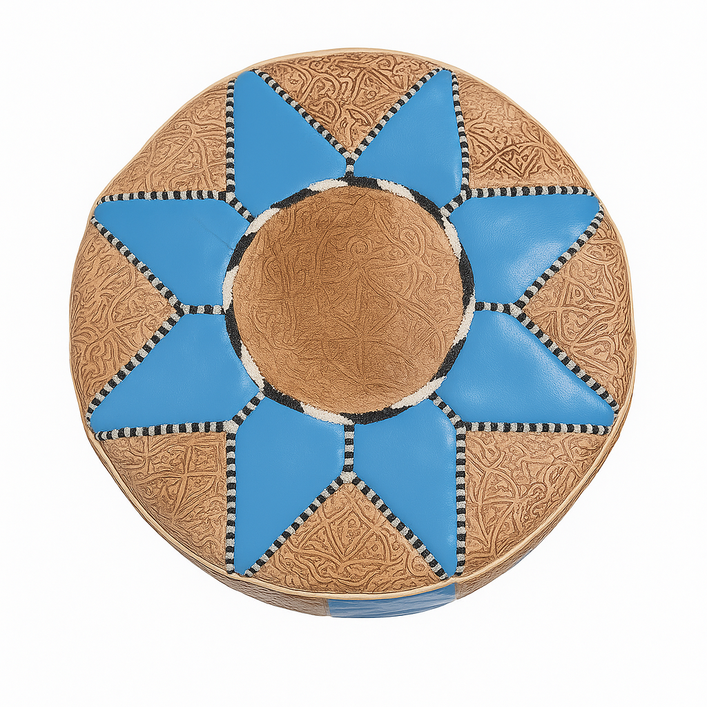 Atlas Sky Moroccan leather Ottoman Pouffe