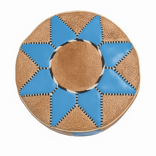 Atlas Sky Moroccan leather Ottoman Pouffe
