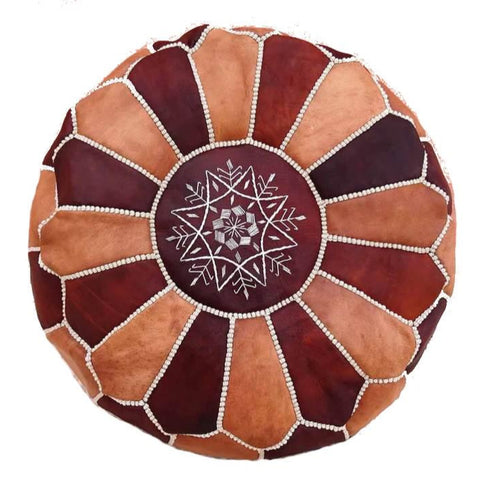 Atlas Sunset Moroccan leather Ottoman Pouffe