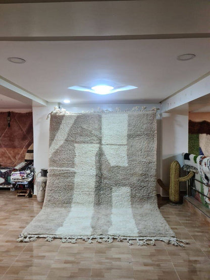 Agafay Souk Beige Minimalist Beni Ouarain Rug