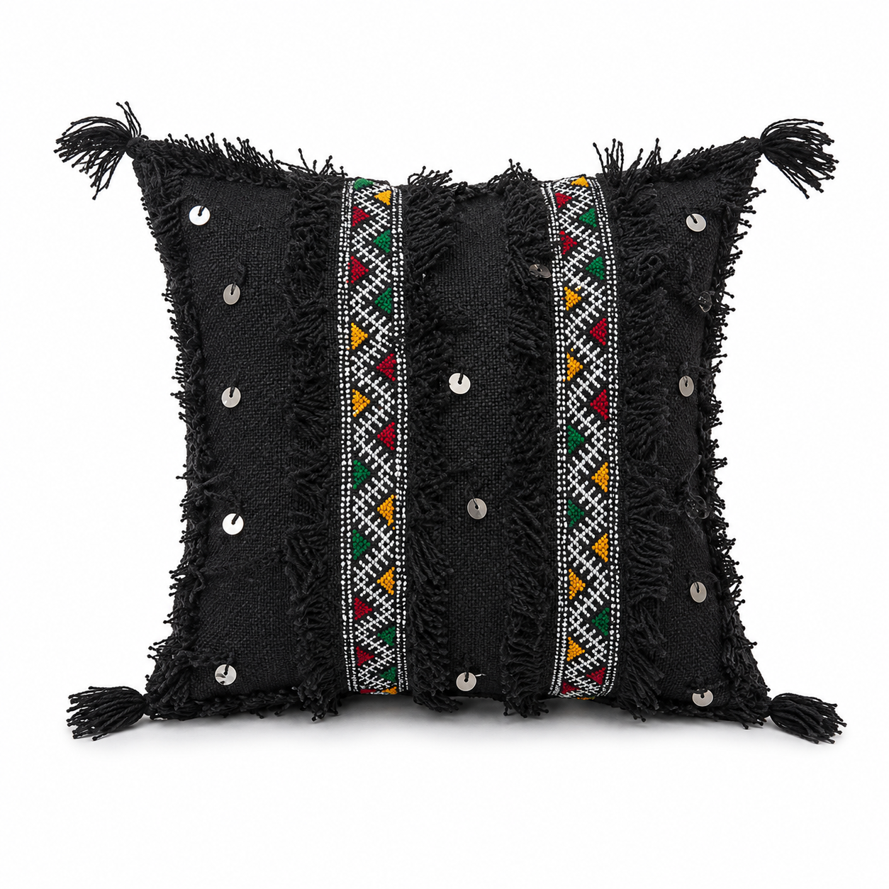 Black Handira Pillow Cover