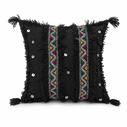 Black Handira Pillow Cover