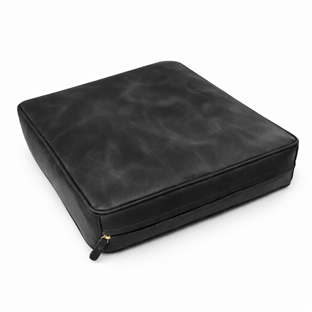 Agafay Souk Black Square Smooth Leather Chair Pad