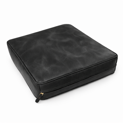 Agafay Souk Black Square Smooth Leather Chair Pad