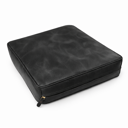 Agafay Souk Black Square Smooth Leather Chair Pad